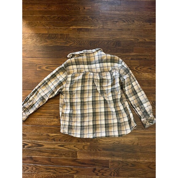 Zone Flannel Shirt Plaid Size XL Vintage Thick Heavy Weight Black Brown Beige - Picture 9 of 9